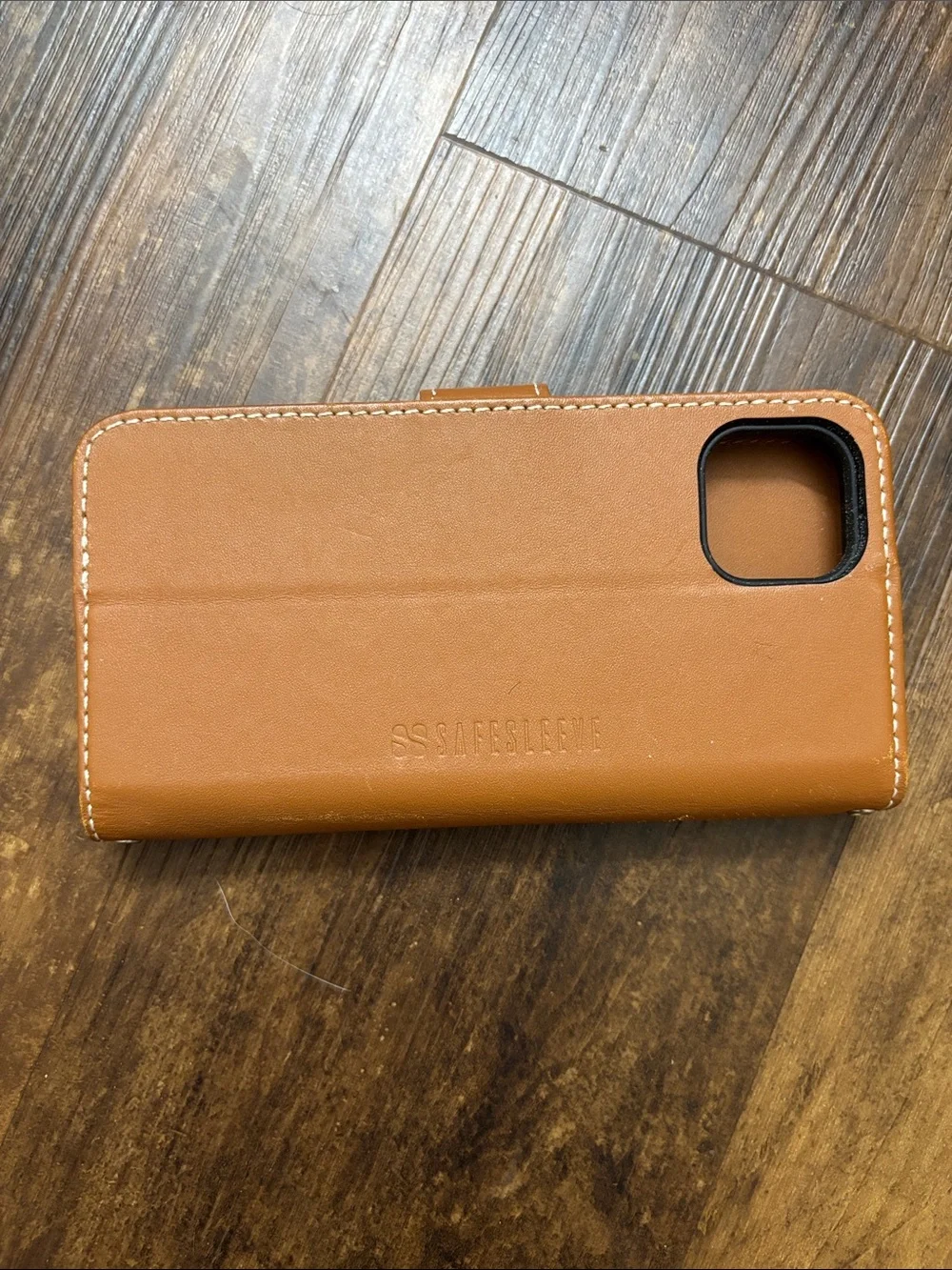 SafeSleeve Leather Wallet Case iPhone 15 Plus RFID EMF Blocker Brown